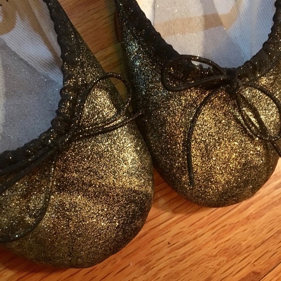 Black and Gold Glitter Ballet Shoes - Picture 3 of 8